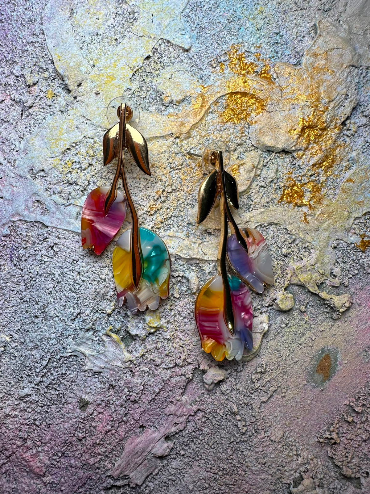 Aurora Bloom Enamel & Gold Plated Earrings