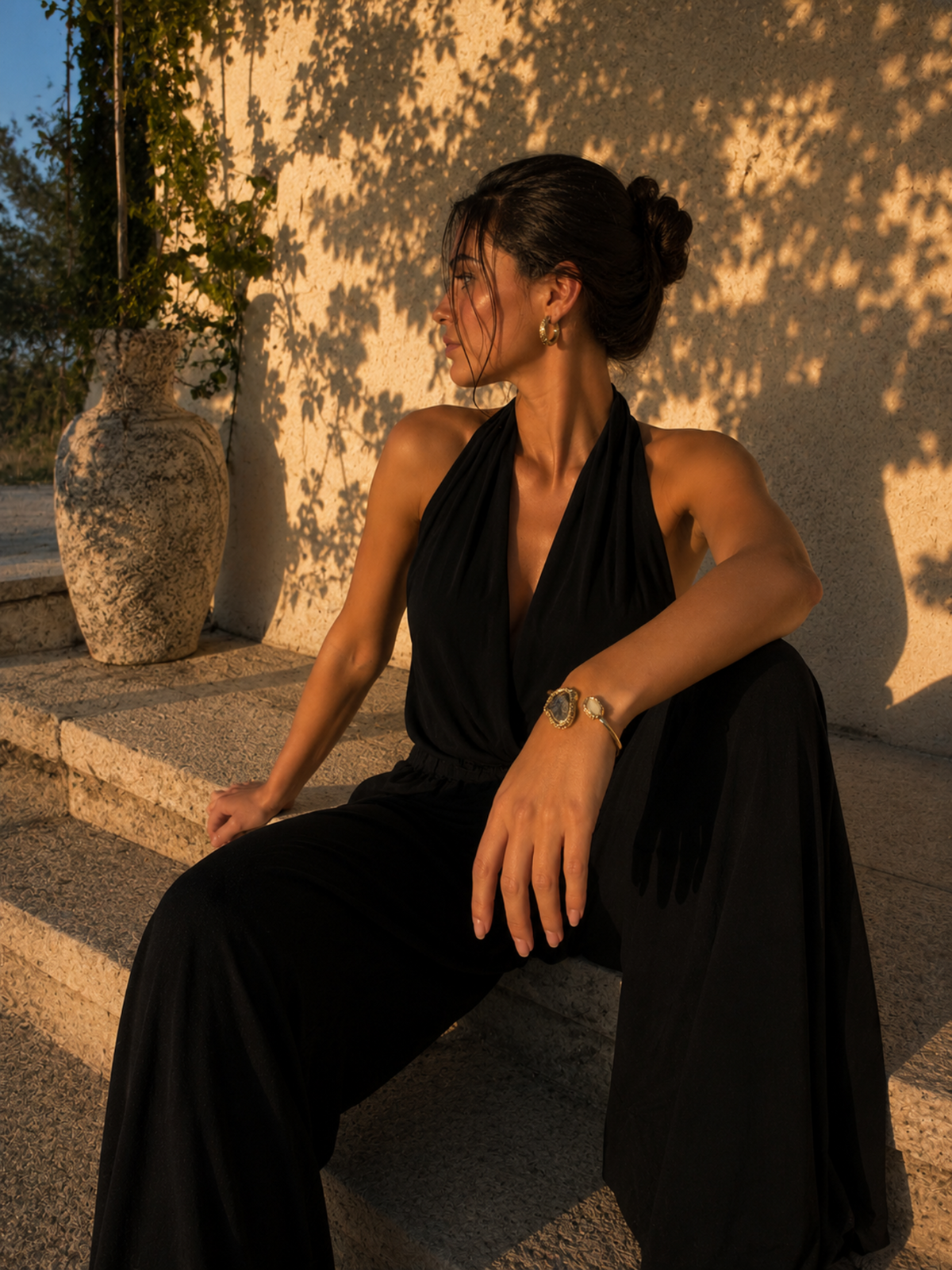 Celestial Enamel Gold Plated Cuff Bracelet