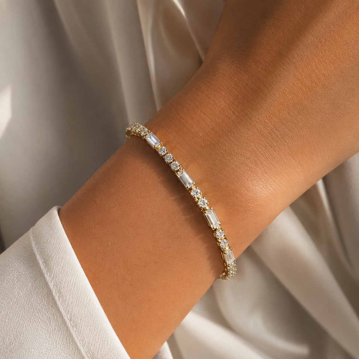 Starlight Baguette Gold Plated Bracelet
