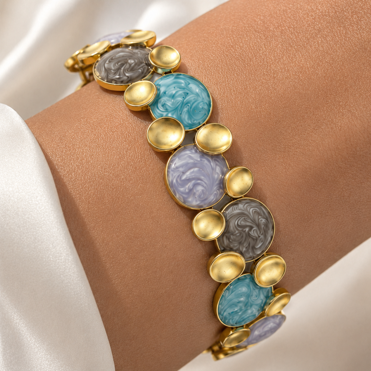 Sea Whisper Enamel Gold Plated Bracelet