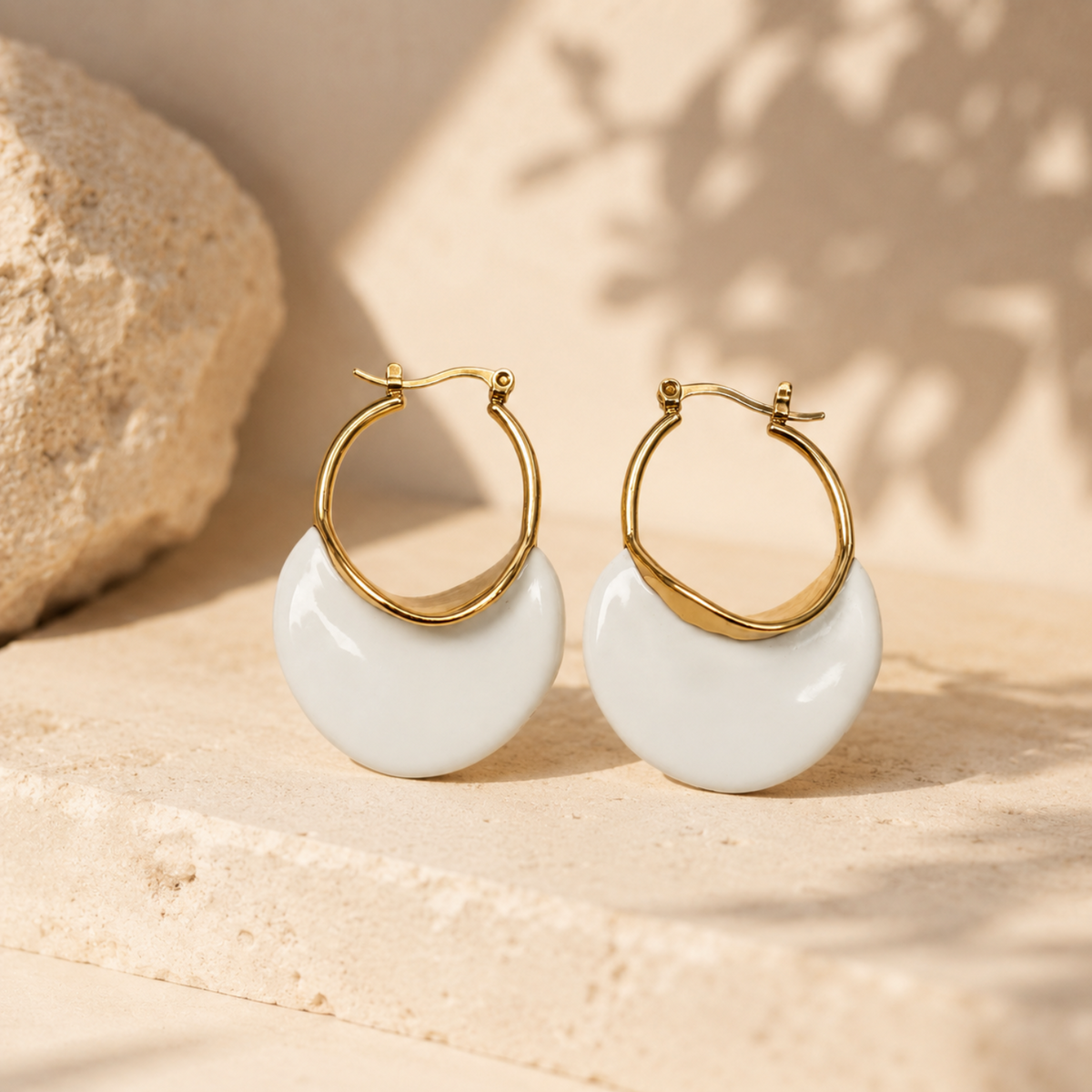 Summer Ivory Hoop Earrings
