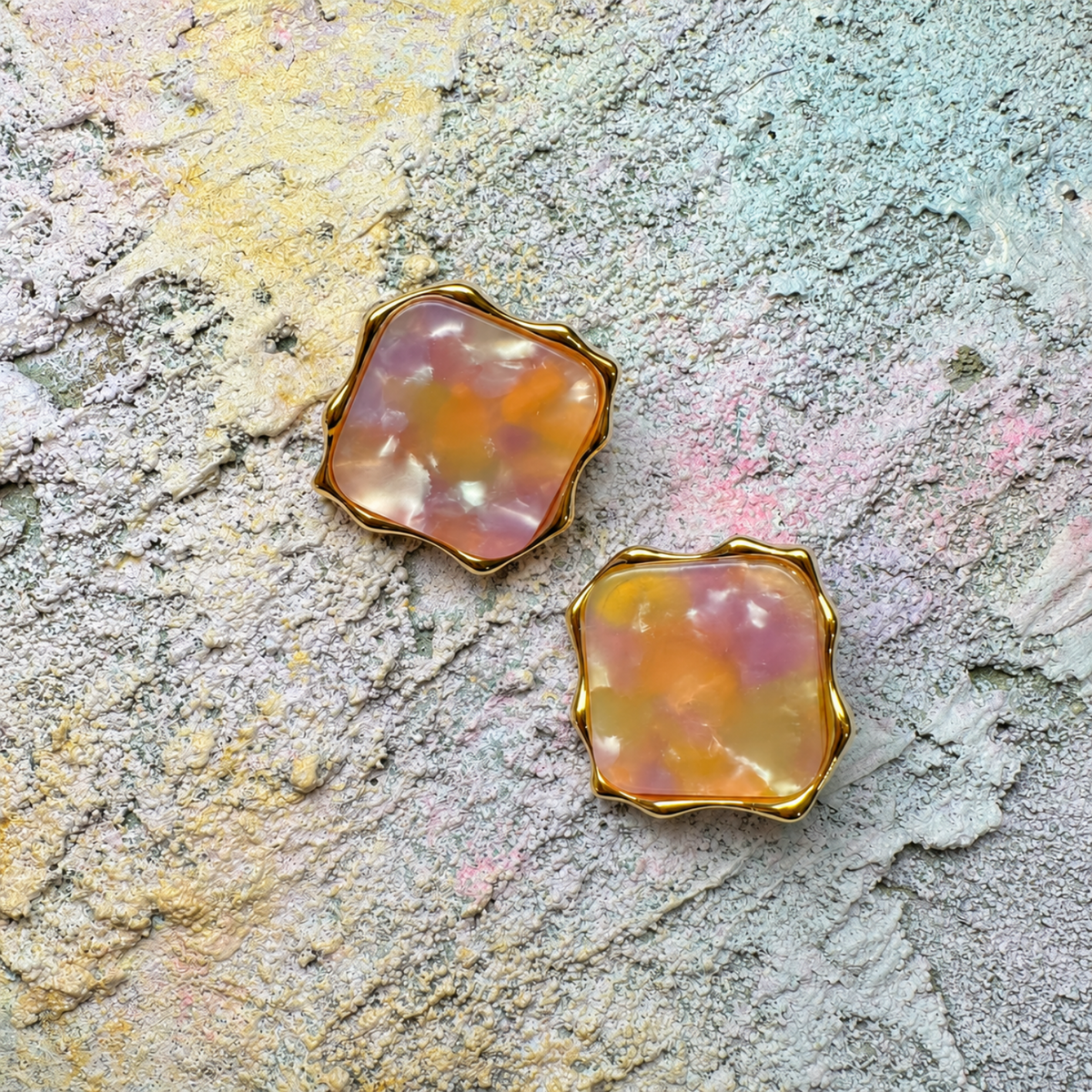 Summer Pearl Enamel Stud Earrings