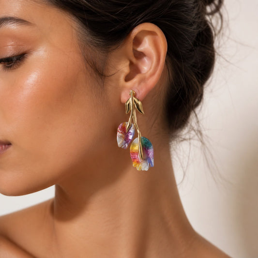 Aurora Bloom Enamel & Gold Plated Earrings
