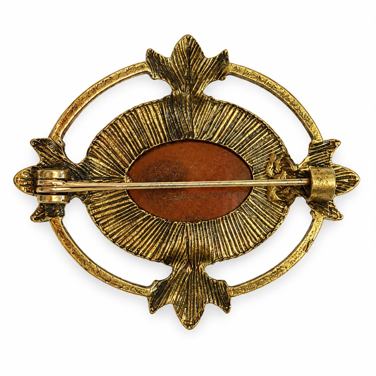 Autumn Serenity Agate-Effect & Pearl Vintage Brass Statement Brooch