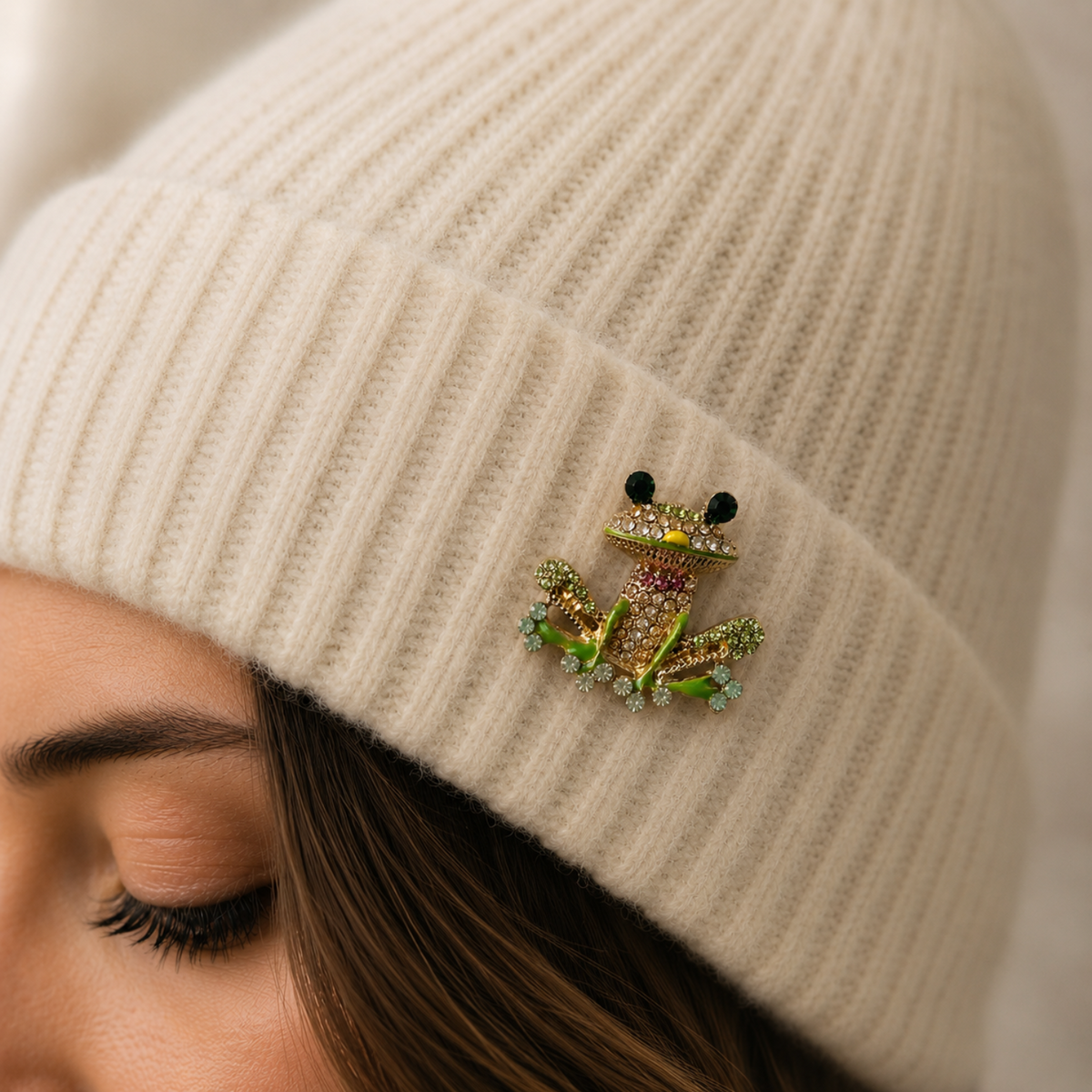 Mystic Leap Multicolour Zirconia And Gold Plated Frog Brooch