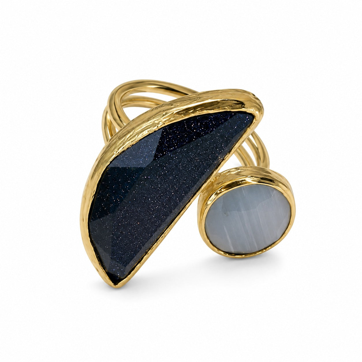 Moonlit Eclipse Gold Plated Adjustable Ring