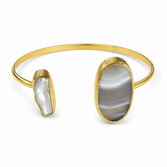 Pearl Harmony Gold Plated Cuff Bracelet