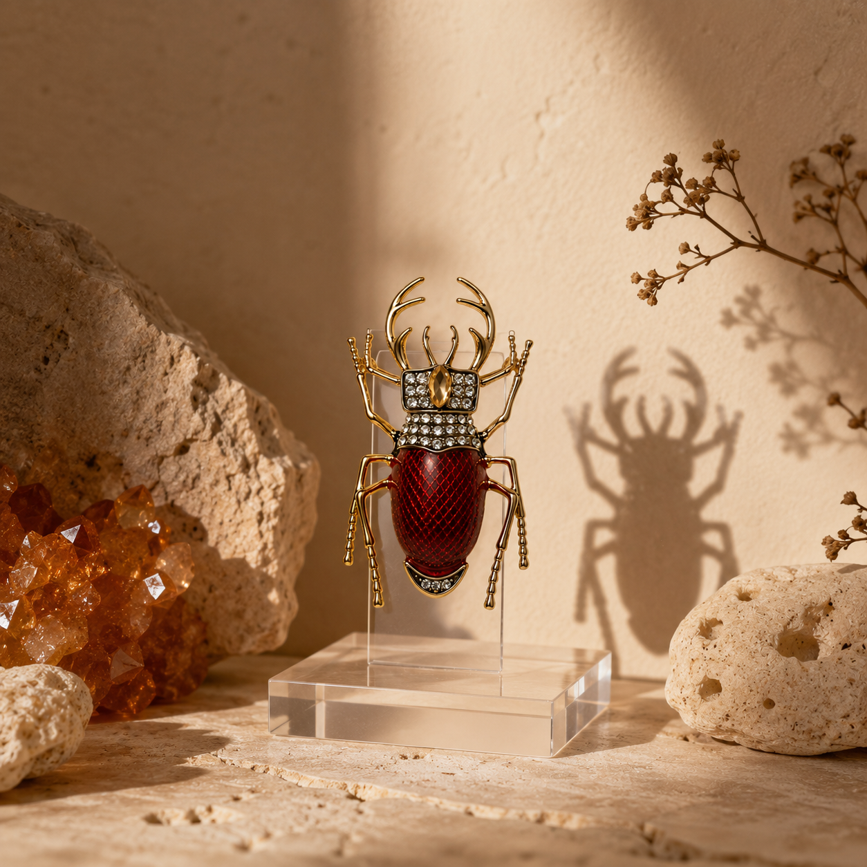 Crimson Guardian Gold Plated Brooch