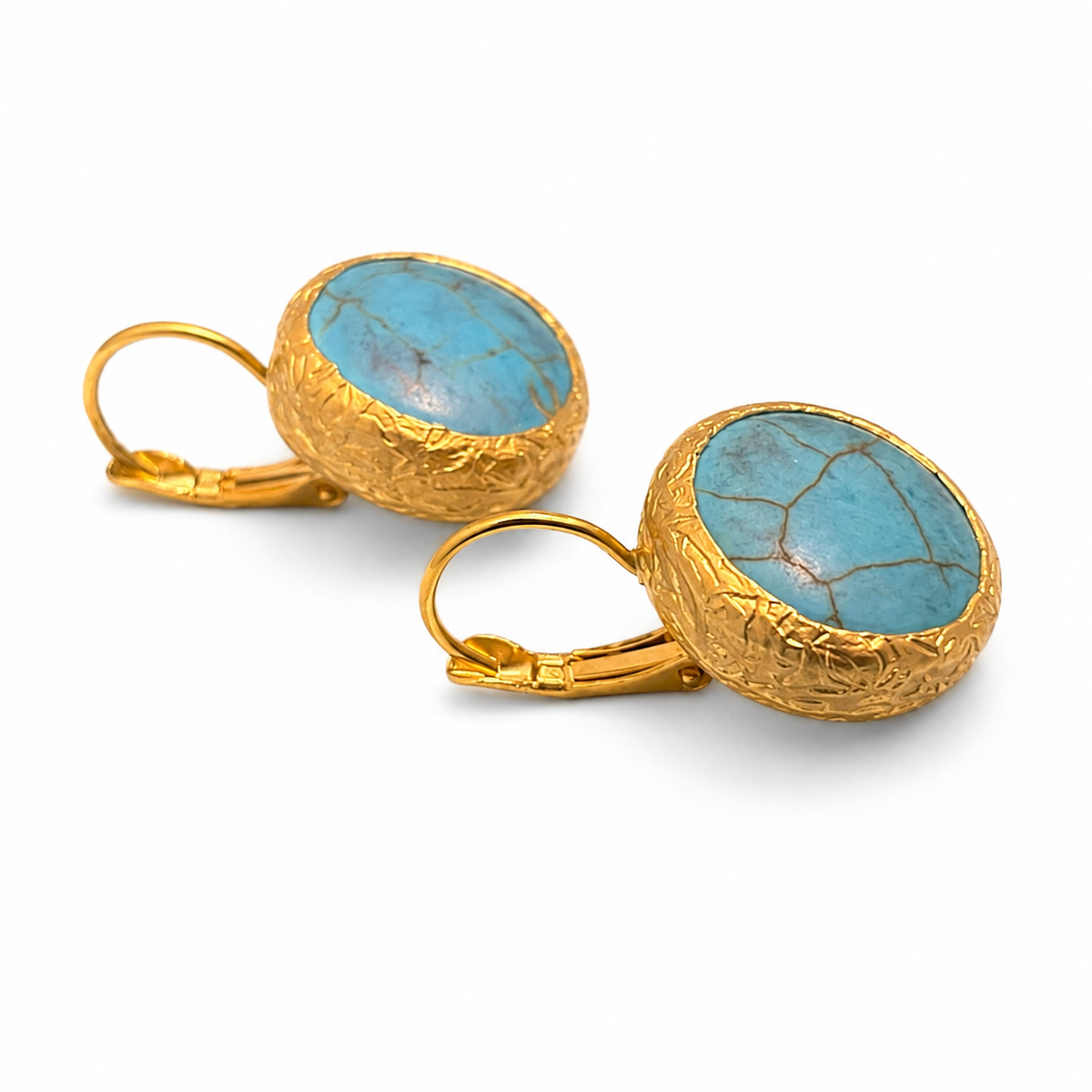 Aegean Turquoise Gold Plated Minimal Drop Earrings
