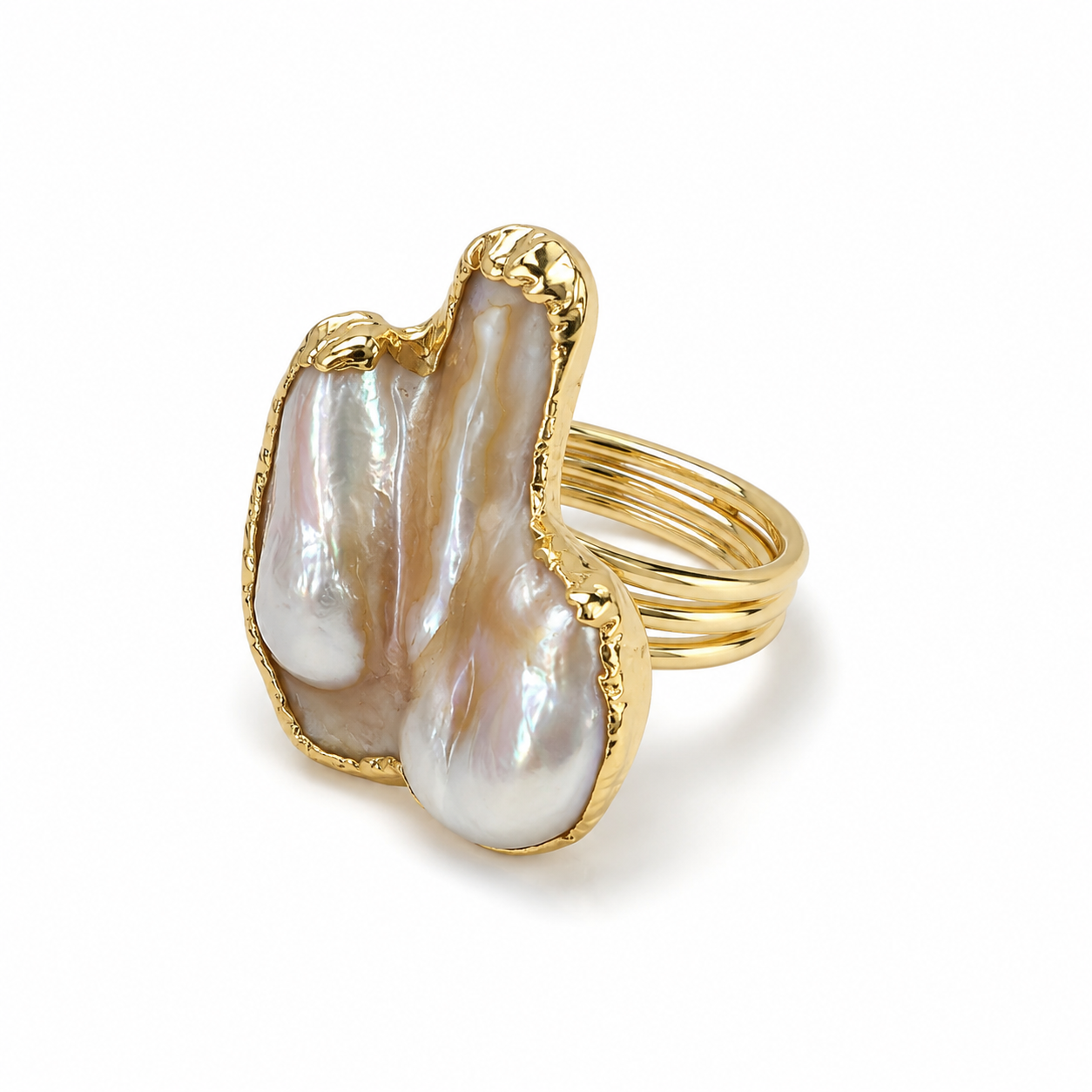 Baroque Pearl Gold Plated Adjustable Ring