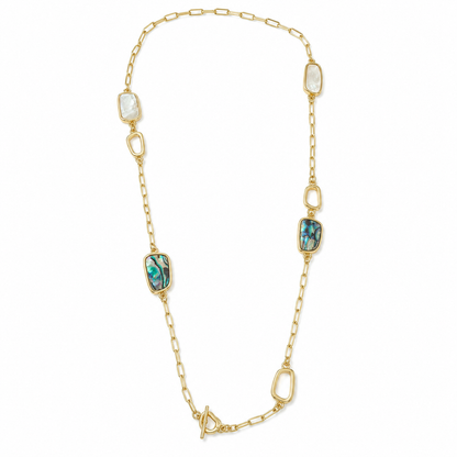 Ocean Aura Gold Plated Long Necklace