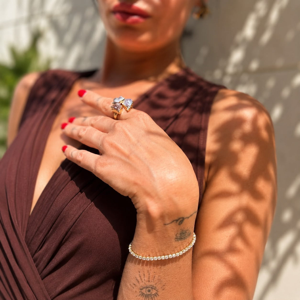 Starlight Tennis Gold Plated Bracelet