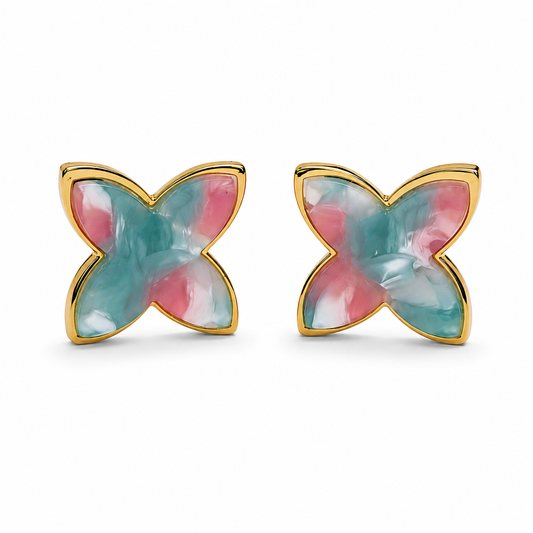 Blush & Turquoise Butterfly Stud Earrings