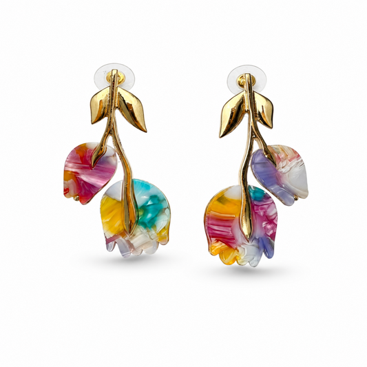 Aurora Bloom Enamel & Gold Plated Earrings
