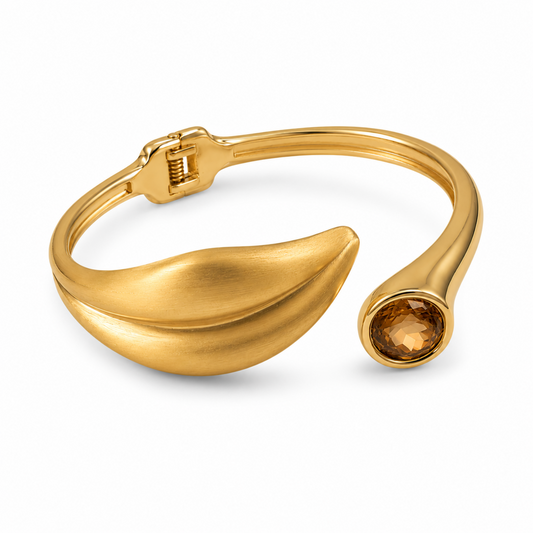 Amber Drop Gold Plated Cuff Bracelet