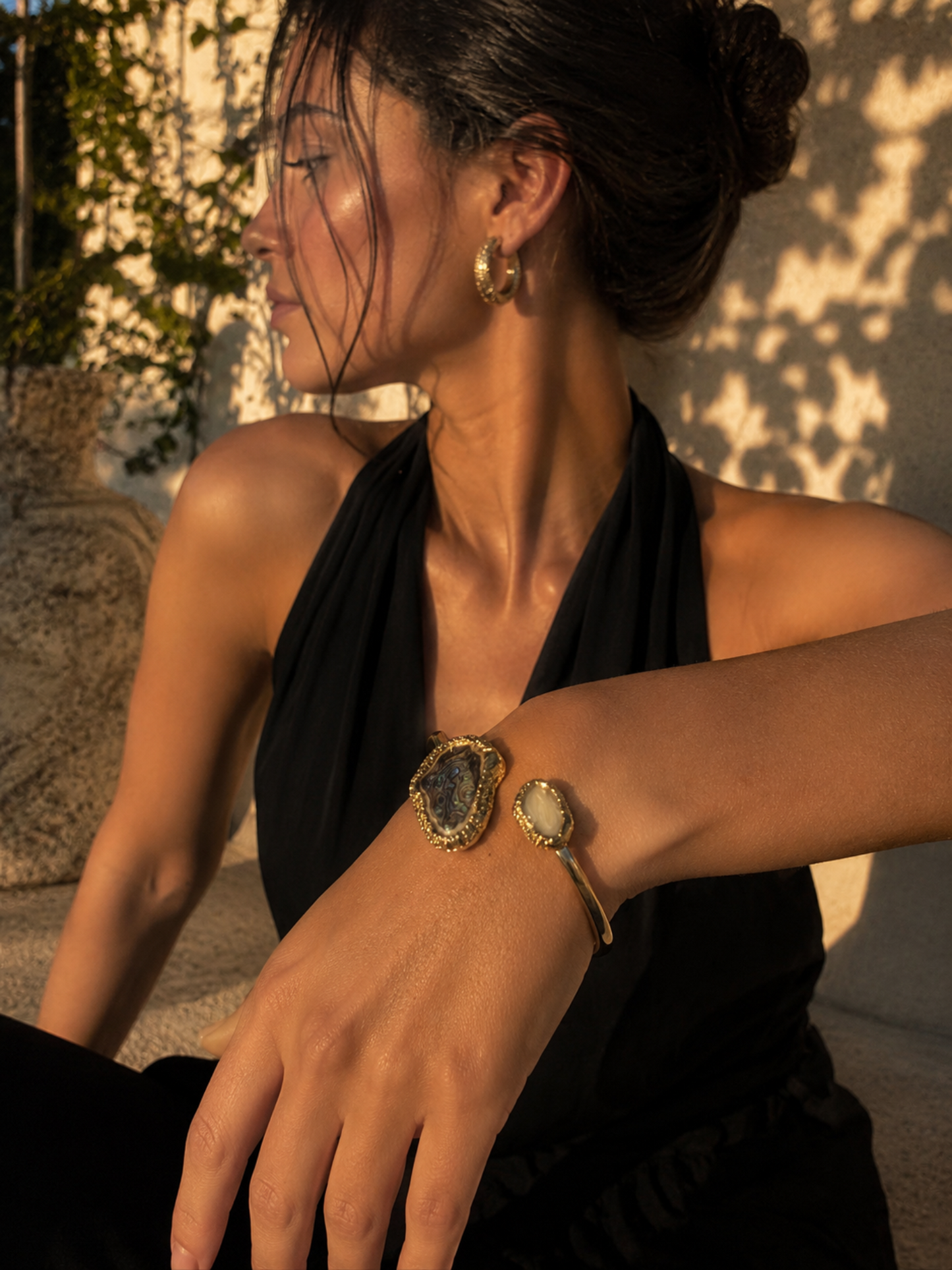 Celestial Enamel Gold Plated Cuff Bracelet