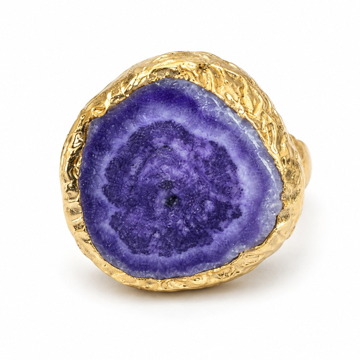 Amethyst Druzy Gold Plated Adjustable Ring