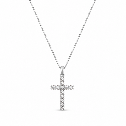 Luminous Cross Rhodium Plated Necklace