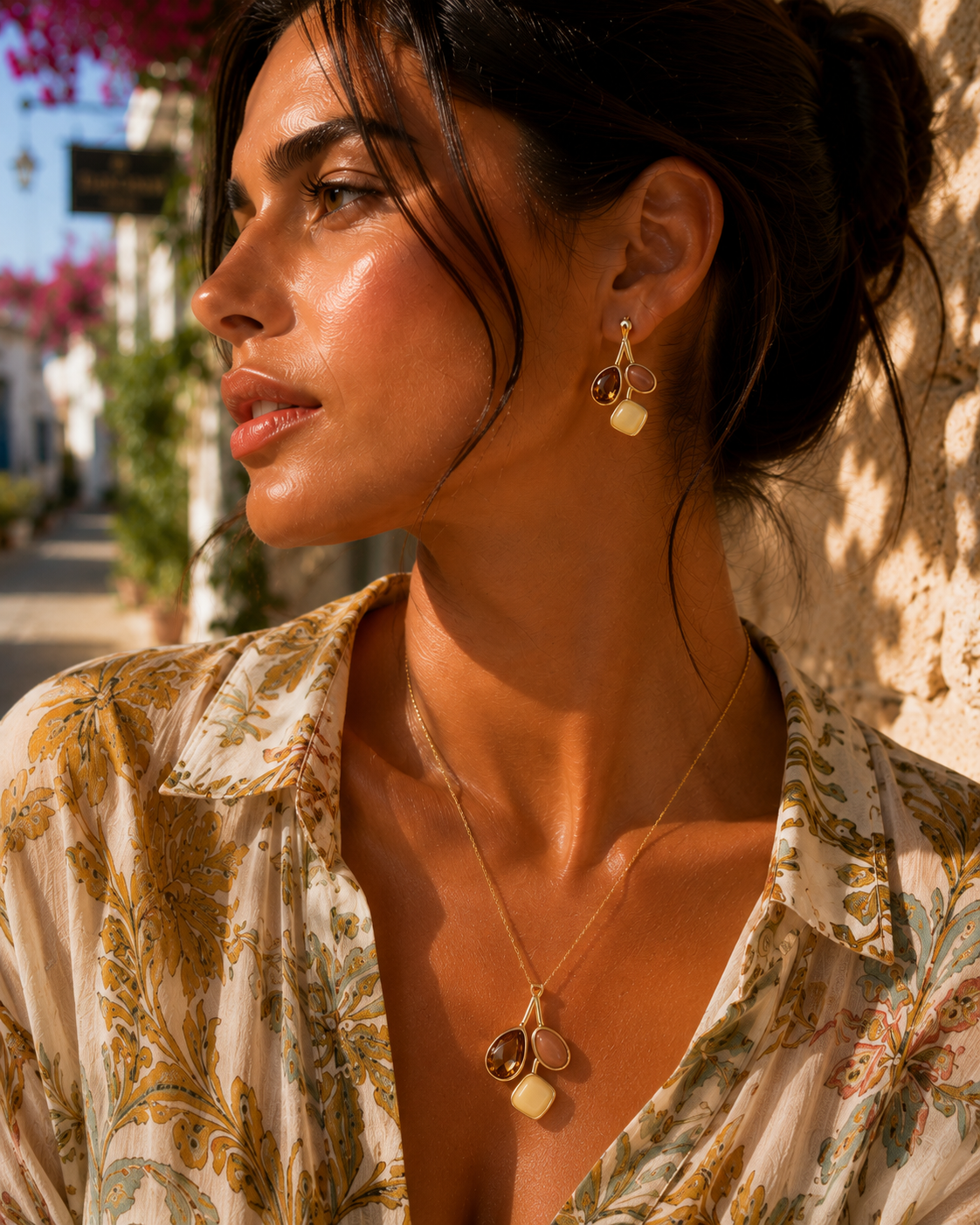 Desert Harmony Multi Tone Gold Plated Earrings