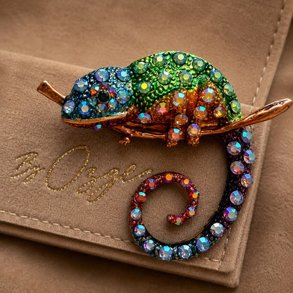 Mystic Chameleon Gold Plated Brooch