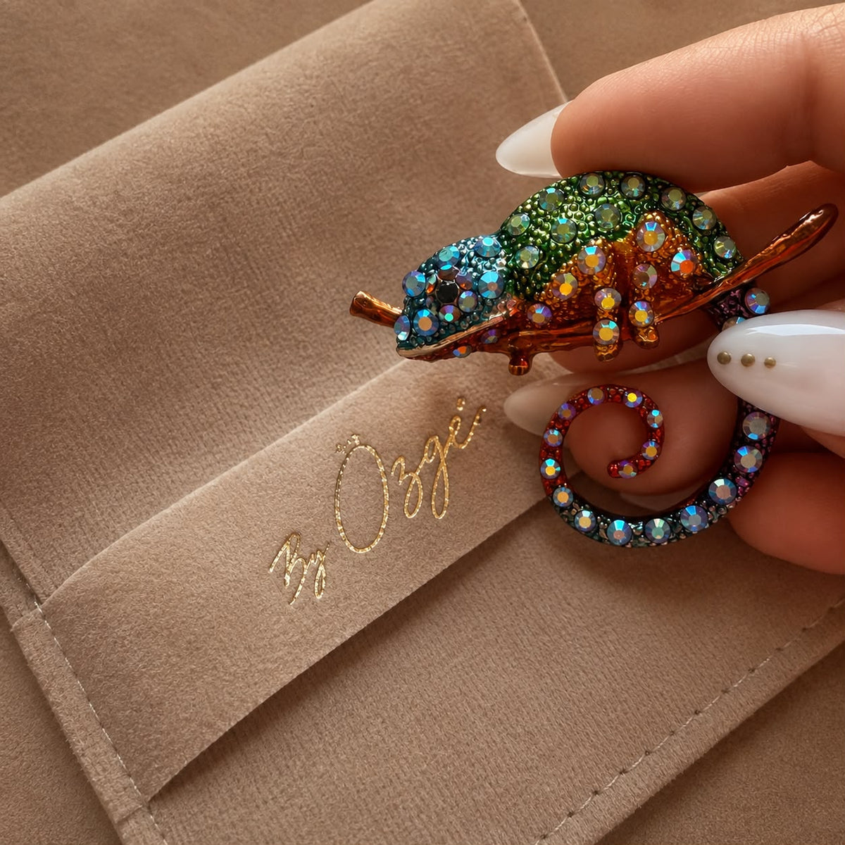 Mystic Chameleon Gold Plated Brooch