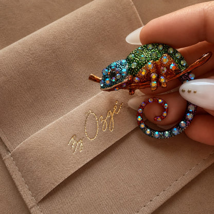 Mystic Chameleon Gold Plated Brooch