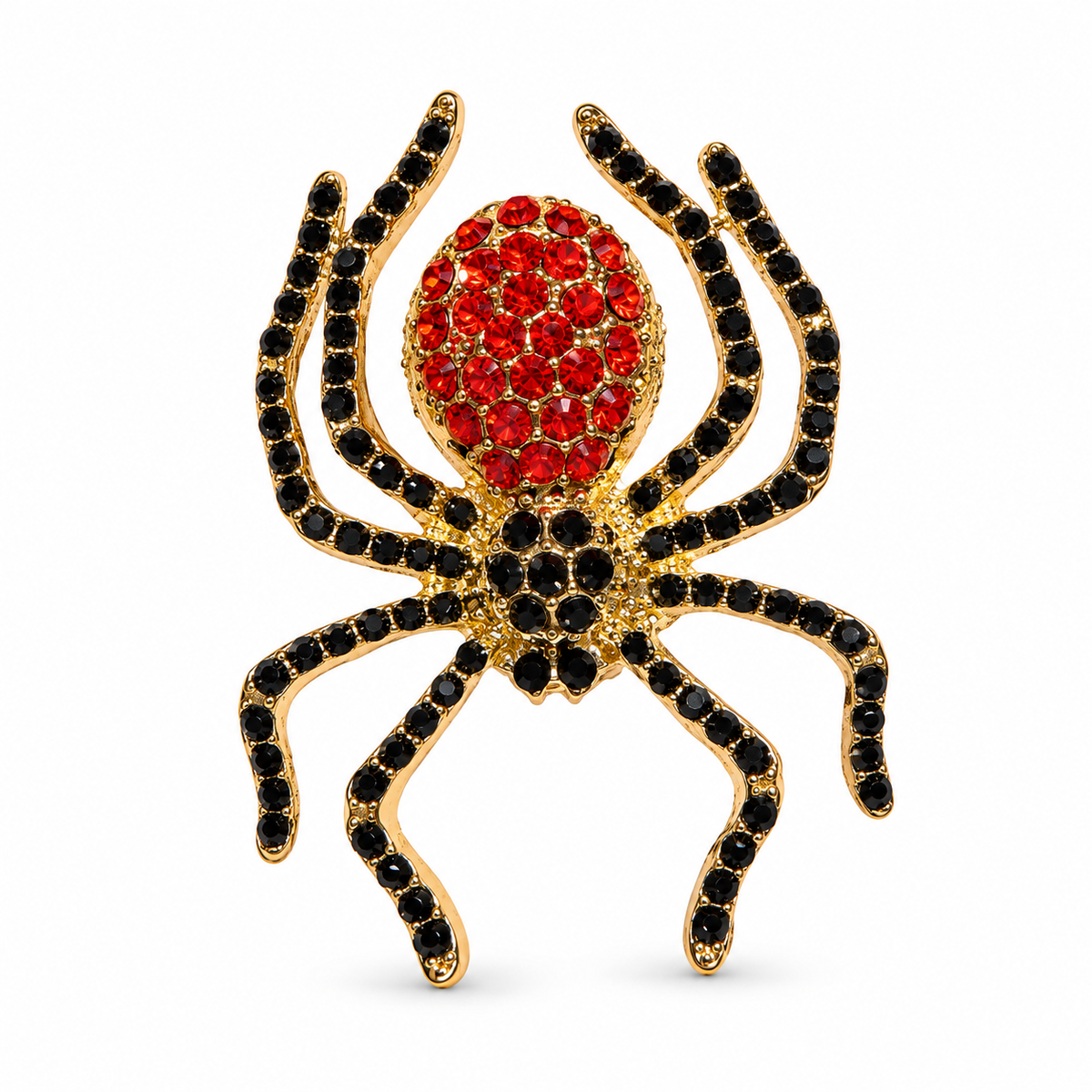 Mystic Spider Red & Black Crystal Gold Plated Brooch