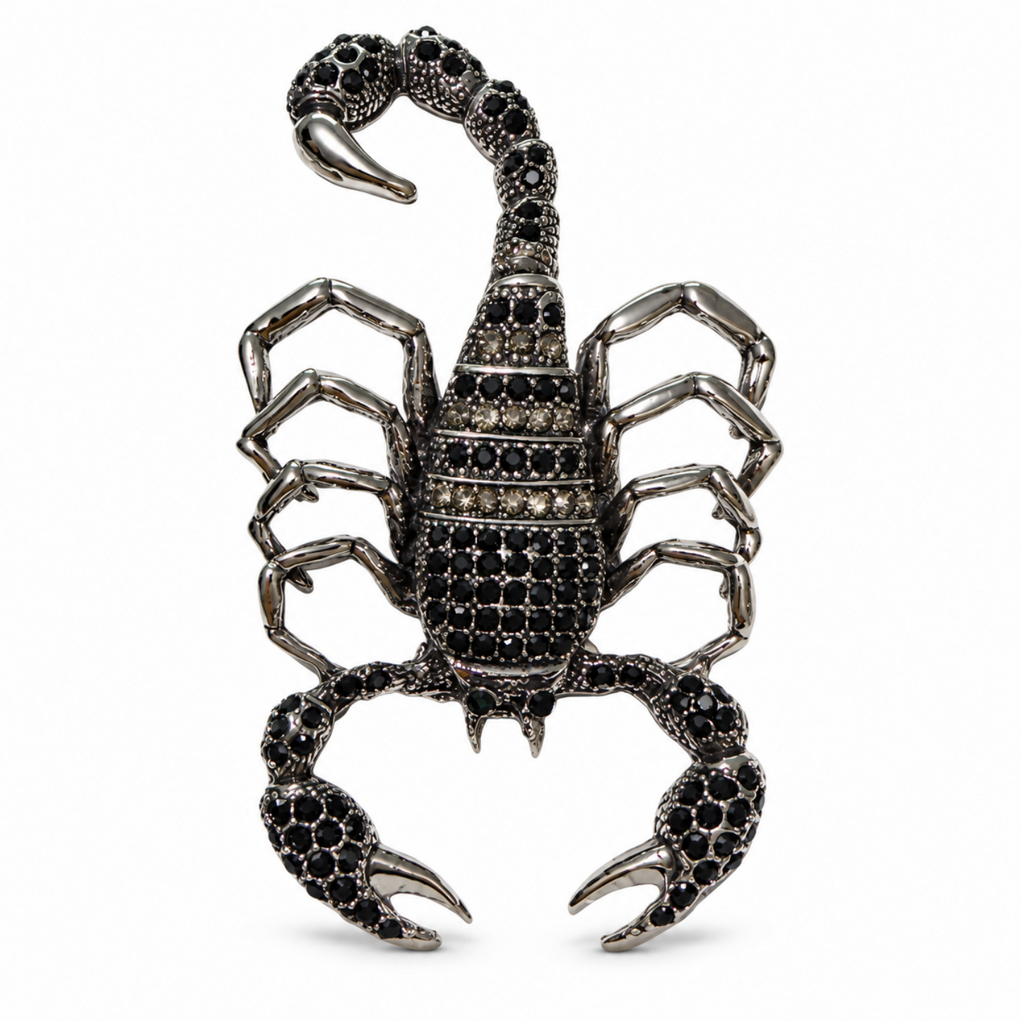Midnight Scorpio Black Crystal & Green Eye Statement Brooch