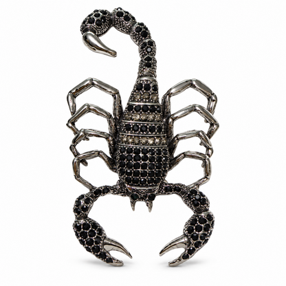 Midnight Scorpio Black Crystal & Green Eye Statement Brooch