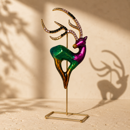 Emerald Spirit Stag Gold Plated Brooch