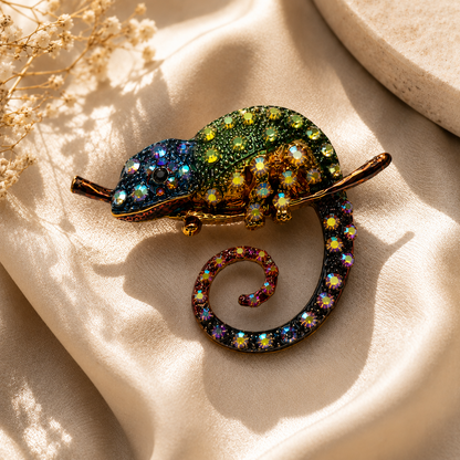 Mystic Chameleon Gold Plated Brooch