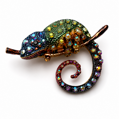 Mystic Chameleon Gold Plated Brooch