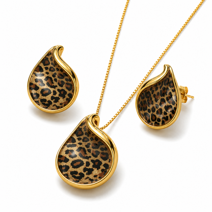 Savanna Spirit Leopard Print Gold Plated Stud Earrings