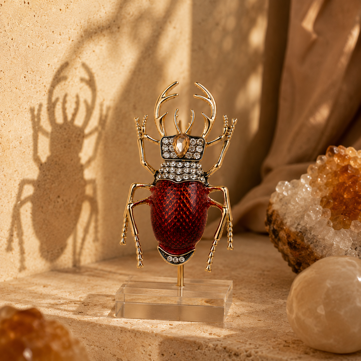 Crimson Guardian Gold Plated Brooch