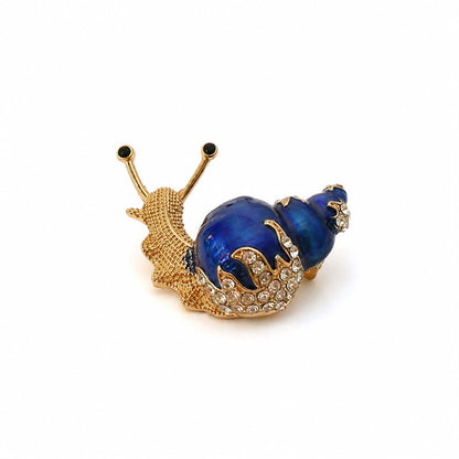 Moonlit Journey Blue Enamel & Zirconia Rose Gold-Tone Snail Brooch