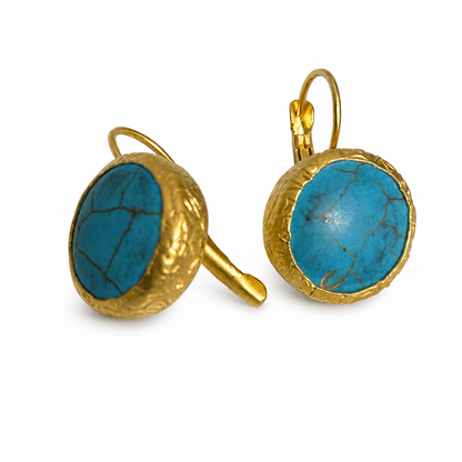 Aegean Turquoise Gold Plated Minimal Drop Earrings