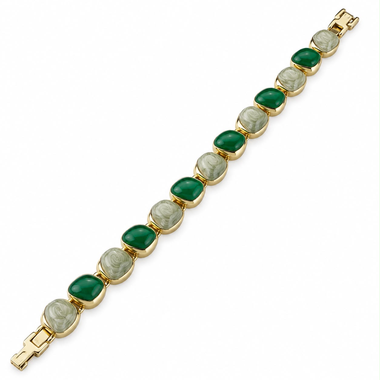 Emerald Harmony Enamel Gold Plated Bracelet