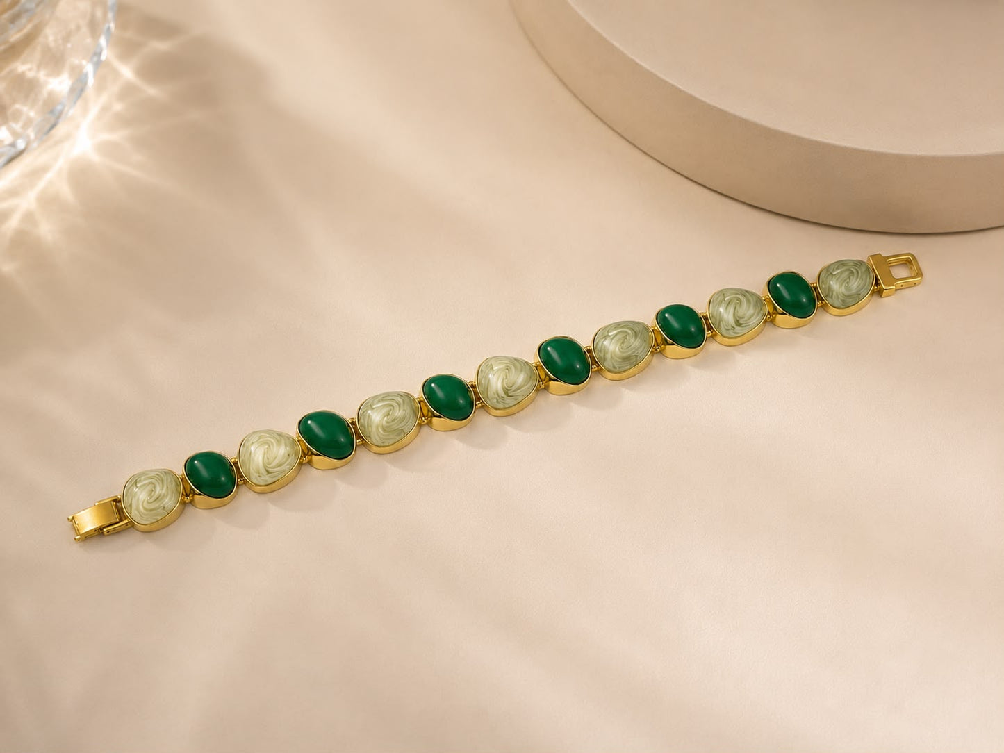 Emerald Harmony Enamel Gold Plated Bracelet