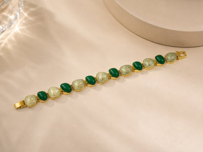 Emerald Harmony Enamel Gold Plated Bracelet