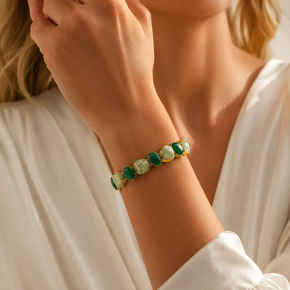 Emerald Harmony Enamel Gold Plated Bracelet