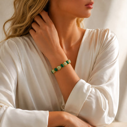 Emerald Harmony Enamel Gold Plated Bracelet