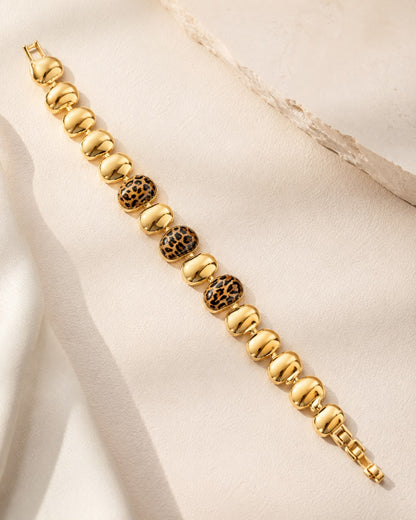 Leopard Aura Enamel Gold Plated Bracelet