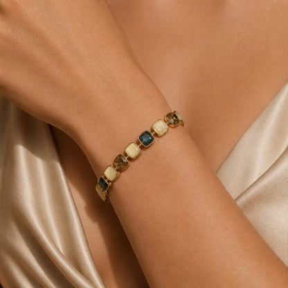 Ocean Aura Mother of Pearl Enamel Gold Plated Bracelet