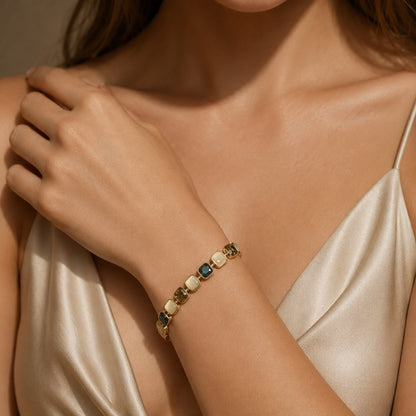 Ocean Aura Mother of Pearl Enamel Gold Plated Bracelet