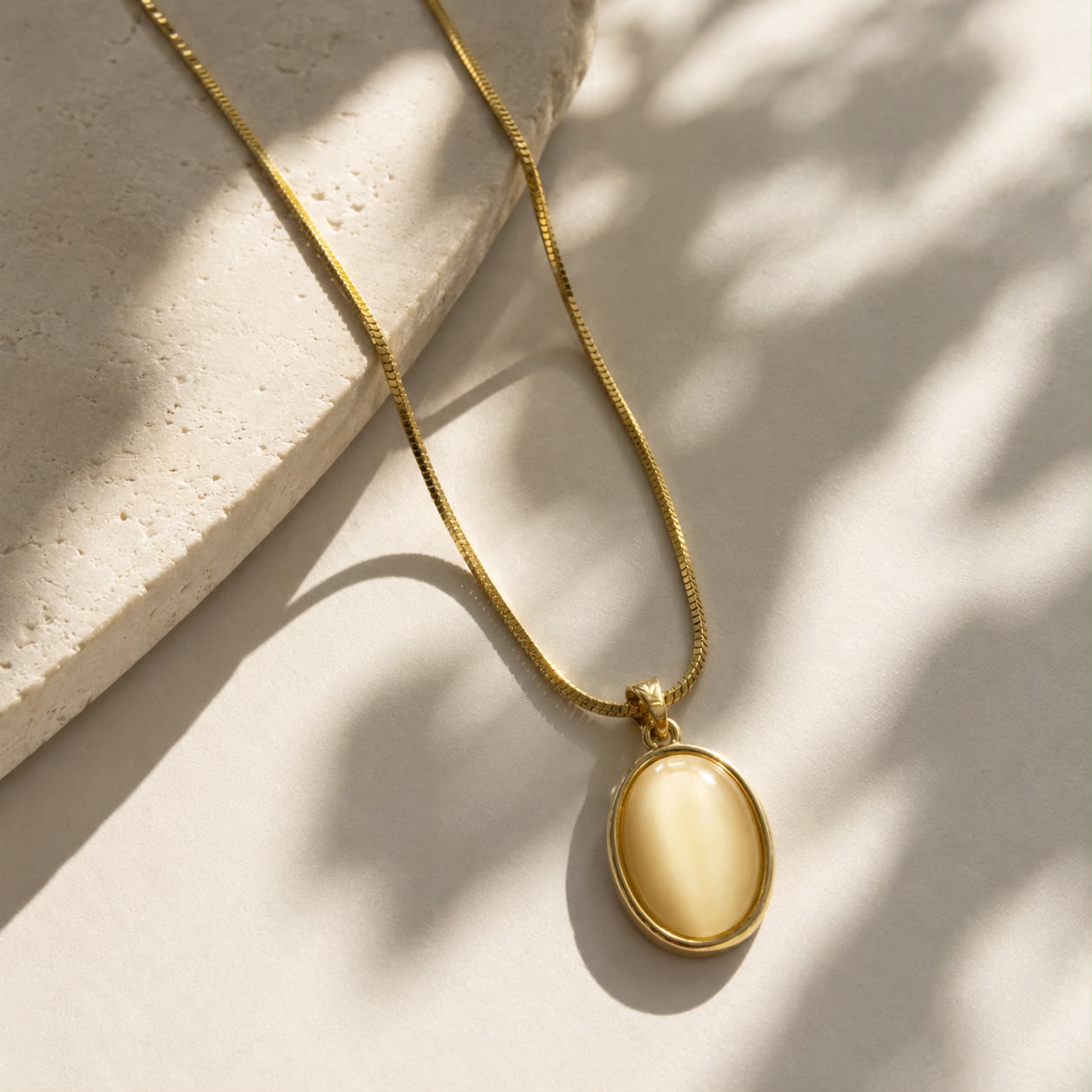 White Cat's Eye Gold Plated Necklace