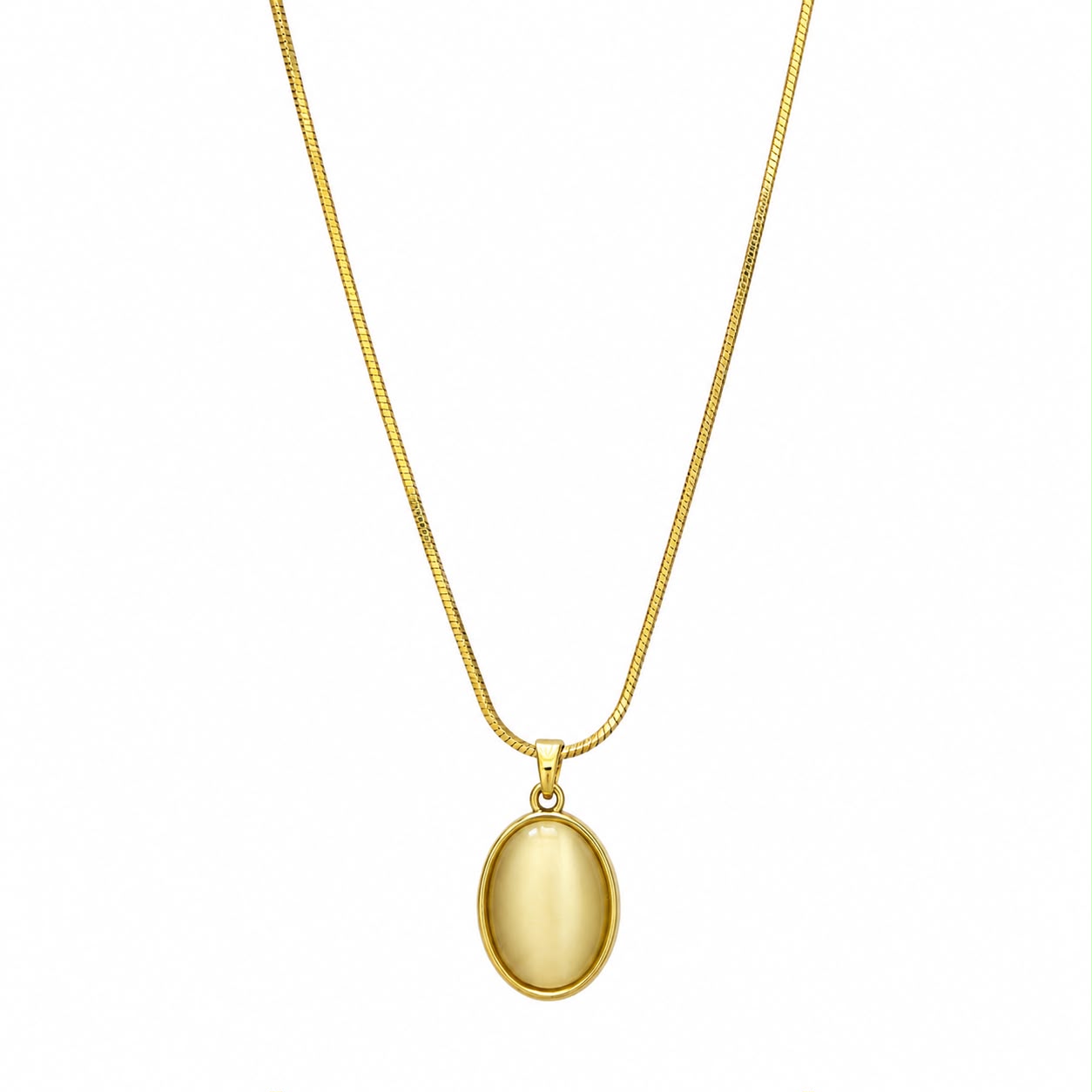 White Cat's Eye Gold Plated Necklace