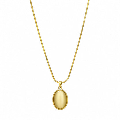 Moonlight Guardian Cat's Eye Gold Plated Snake Chain Pendant Necklace