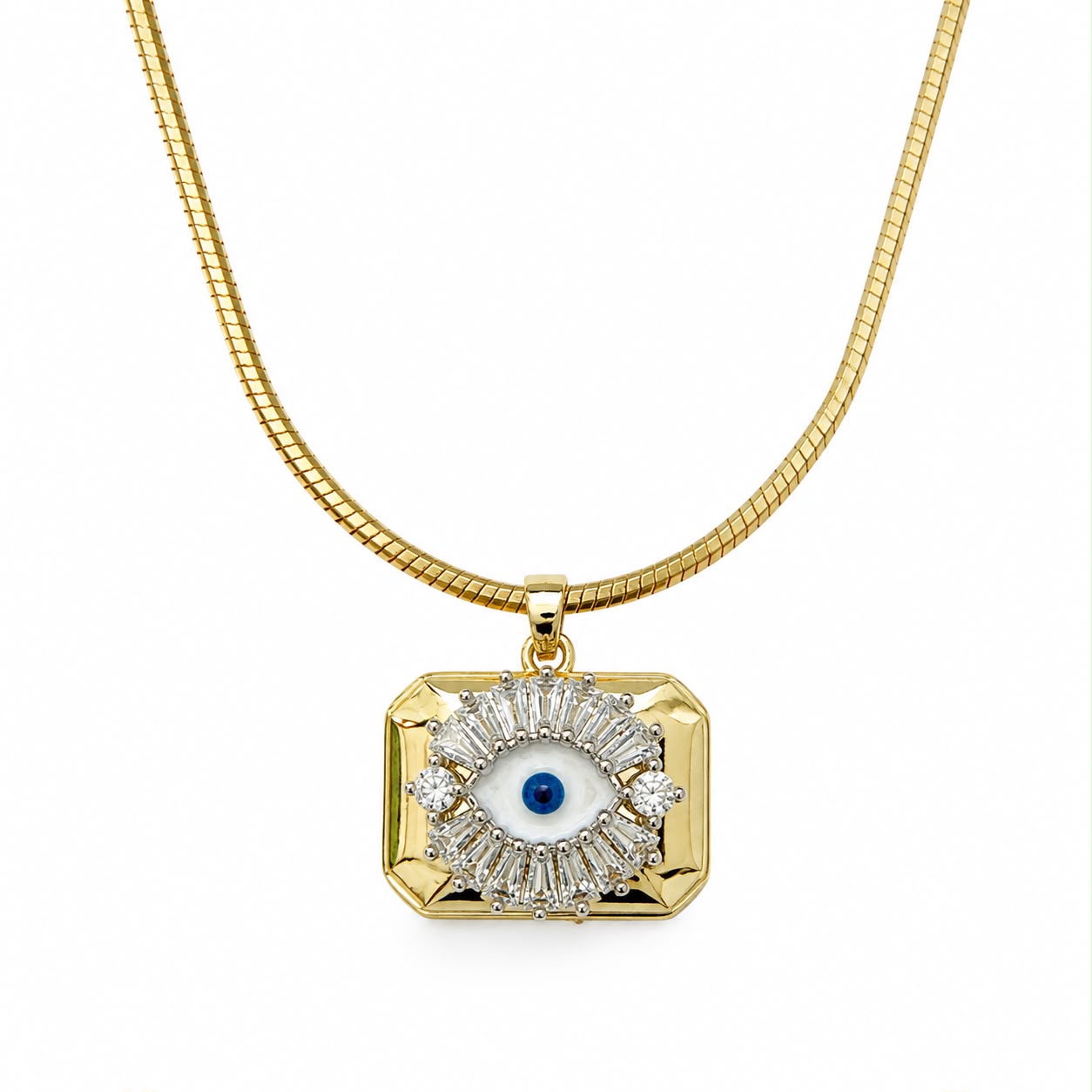 Celestial Evil Eye 14K Gold Plated Snake Chain Necklace