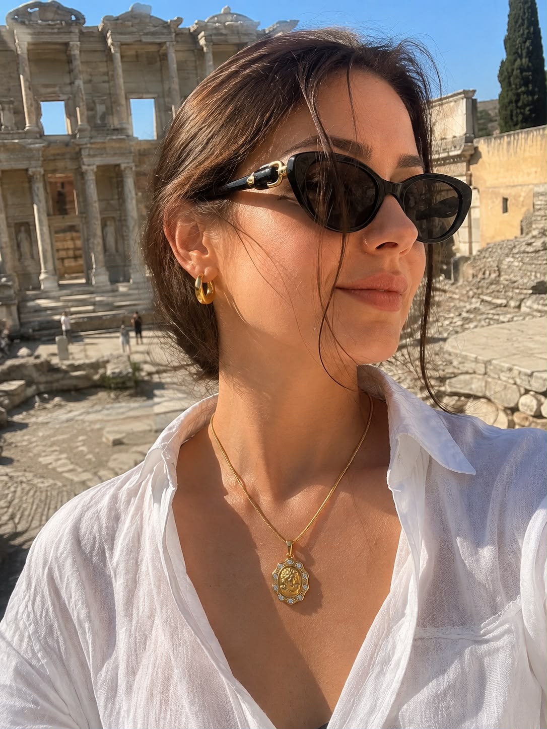 Antique Goddess Snake Chain Gold Plated Necklace