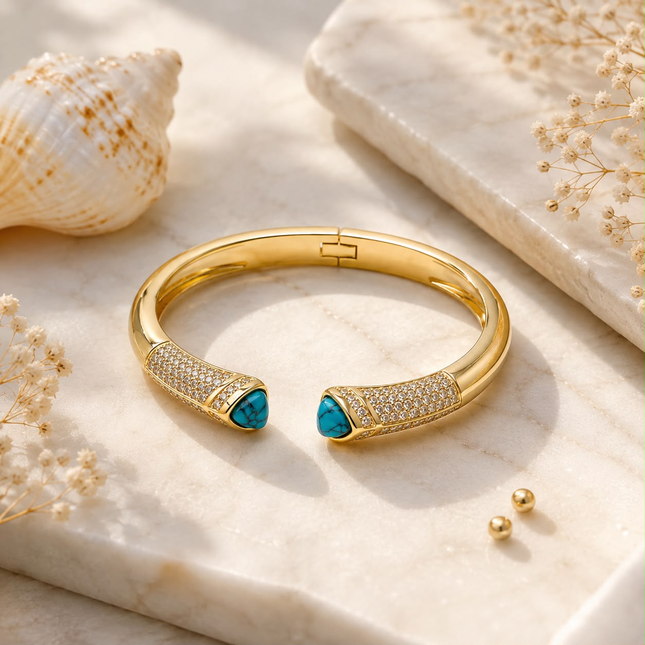 Guardian Turquoise Gold Plated Cuff Bracelet